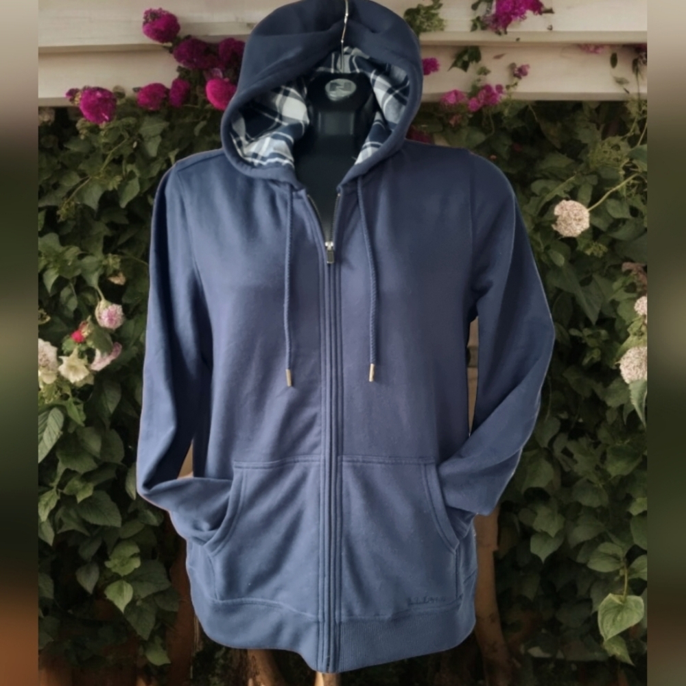L.L. Bean 1912 Zip-Up Unisex Sweatshirt Flannel-Lined Hoodie Size M